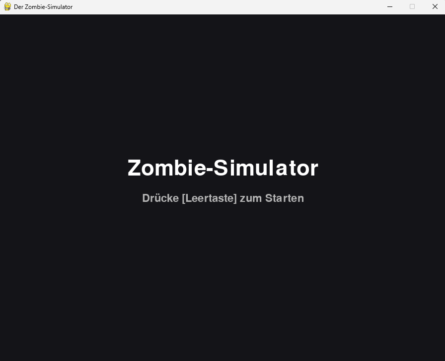Startbildschirm des Zombie-Simulators